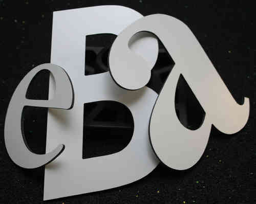 3D Alu-Verbund Buchstaben Farbe Weiß Tiefe 3 mm Höhe 251 - 300 mm